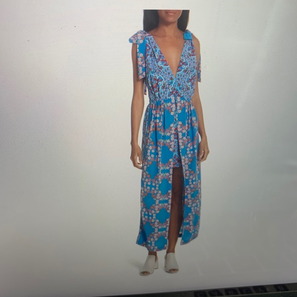 Sandro Plunging Floral Print Slit Dress - Picture 8 of 8